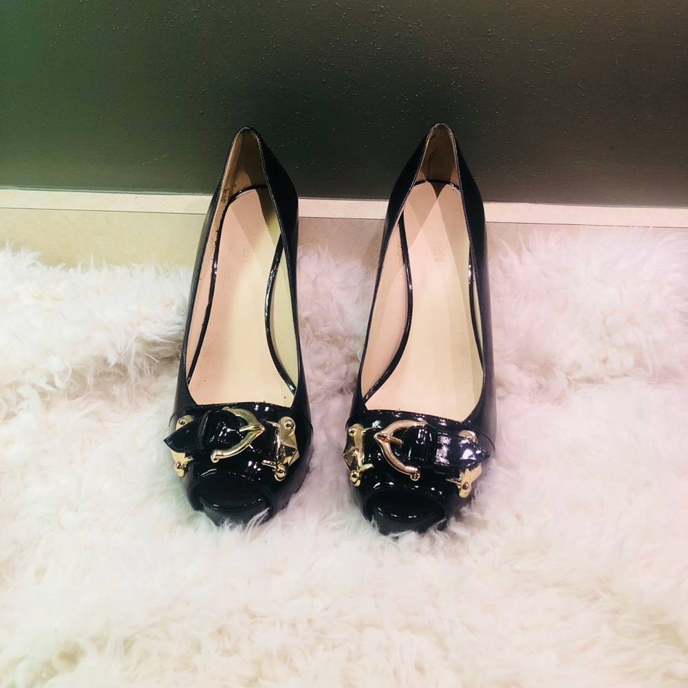 Buckle Detail Peep Toe Heels
